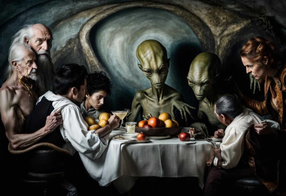 Surreal Alien Banquet in Gritty Restaurant