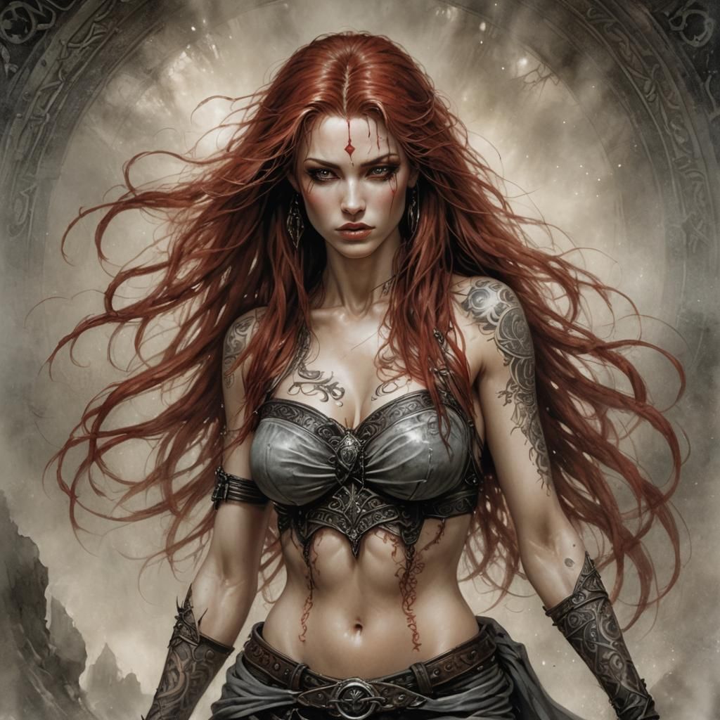 Fantasy Woman with Tattoos, Digital Painting