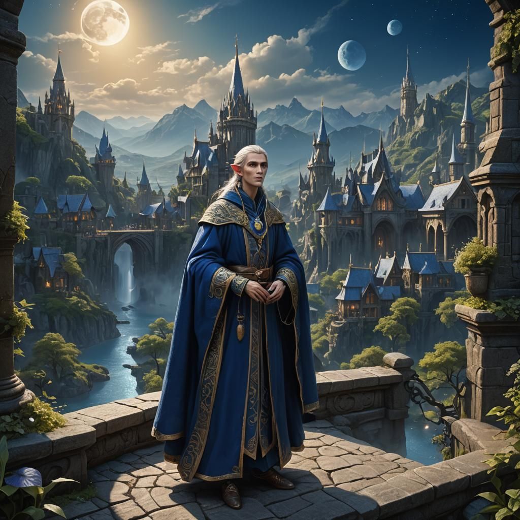 Kind Moon Elf in Blue Robes