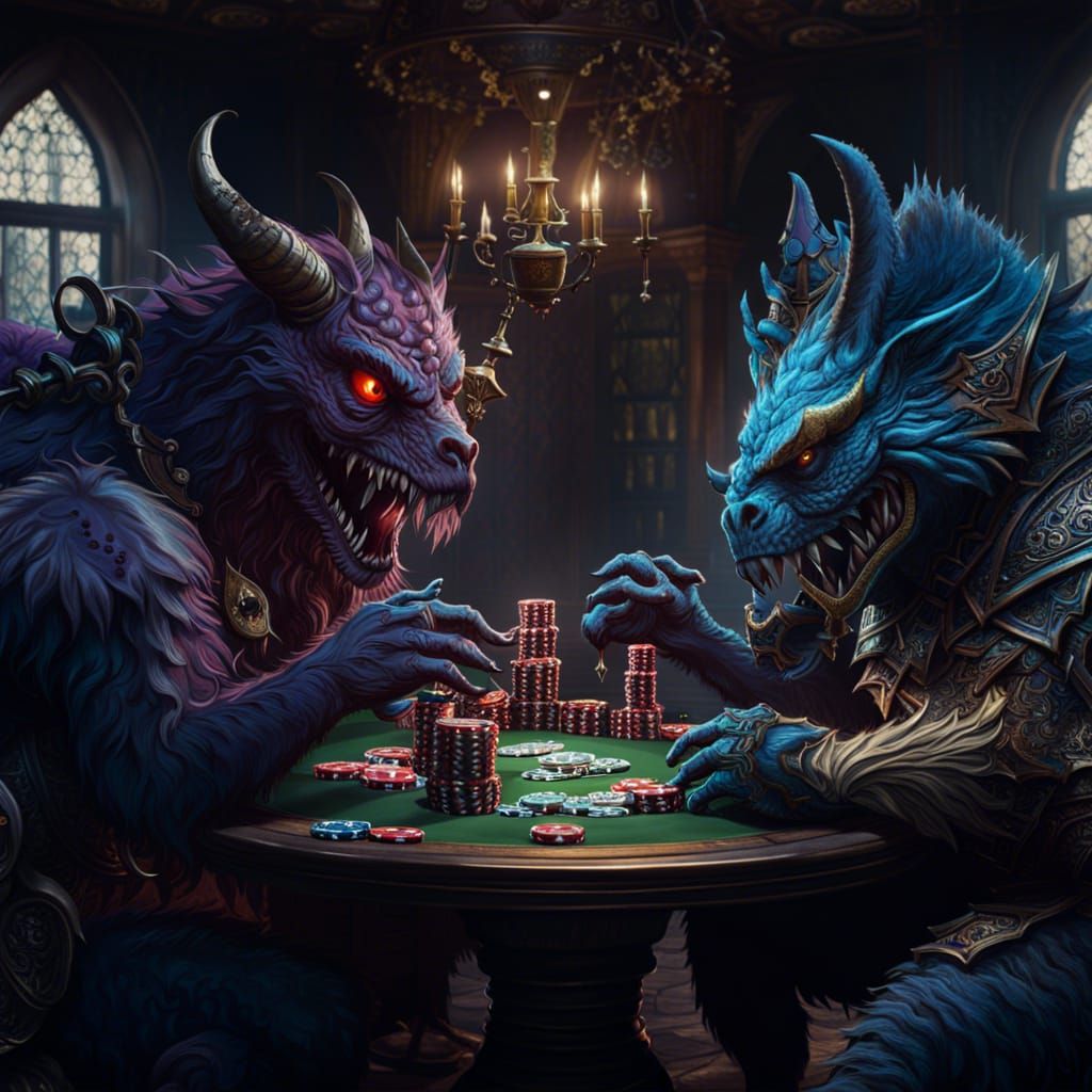 Monsters Playing Poker in Detailed Fantasy Art
