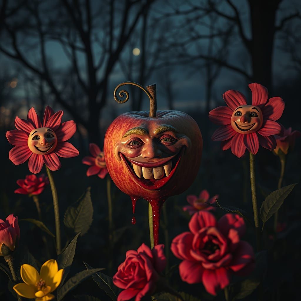 Creepy fruit and flowers face