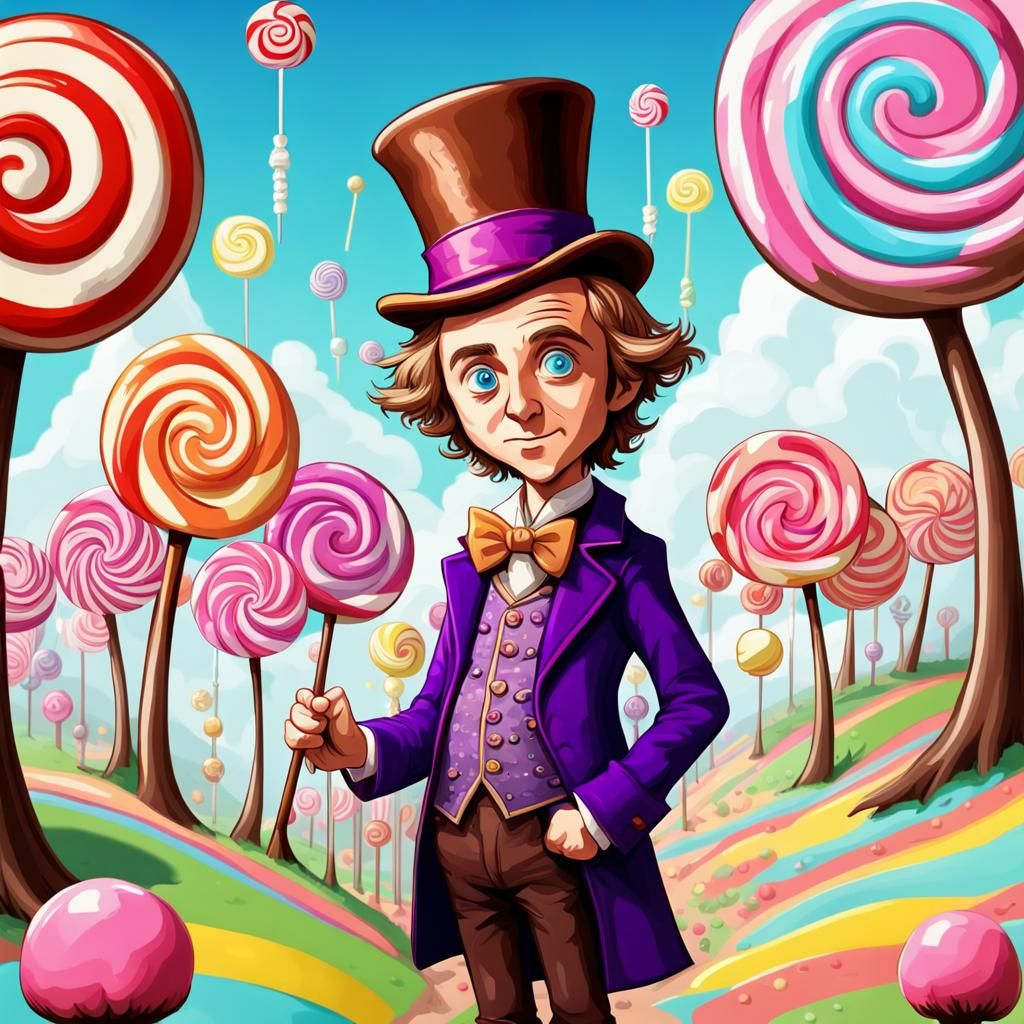 Willy Wonka's Candy Factory in Chibi Art Style