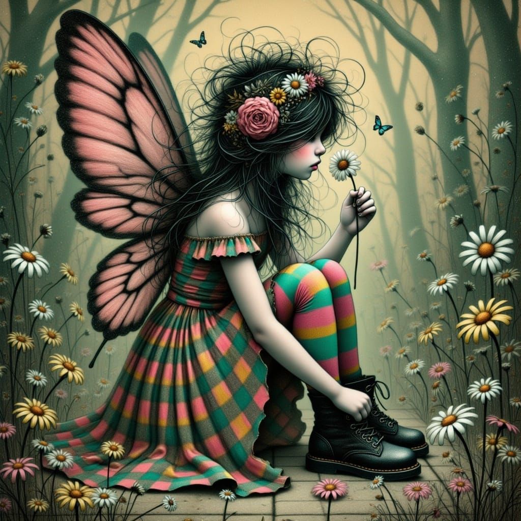 <lora:Pastel Patches:1.0> winged heartgrief sings in shambles heartfelted couture by artist "dark Byzantium gradient col...