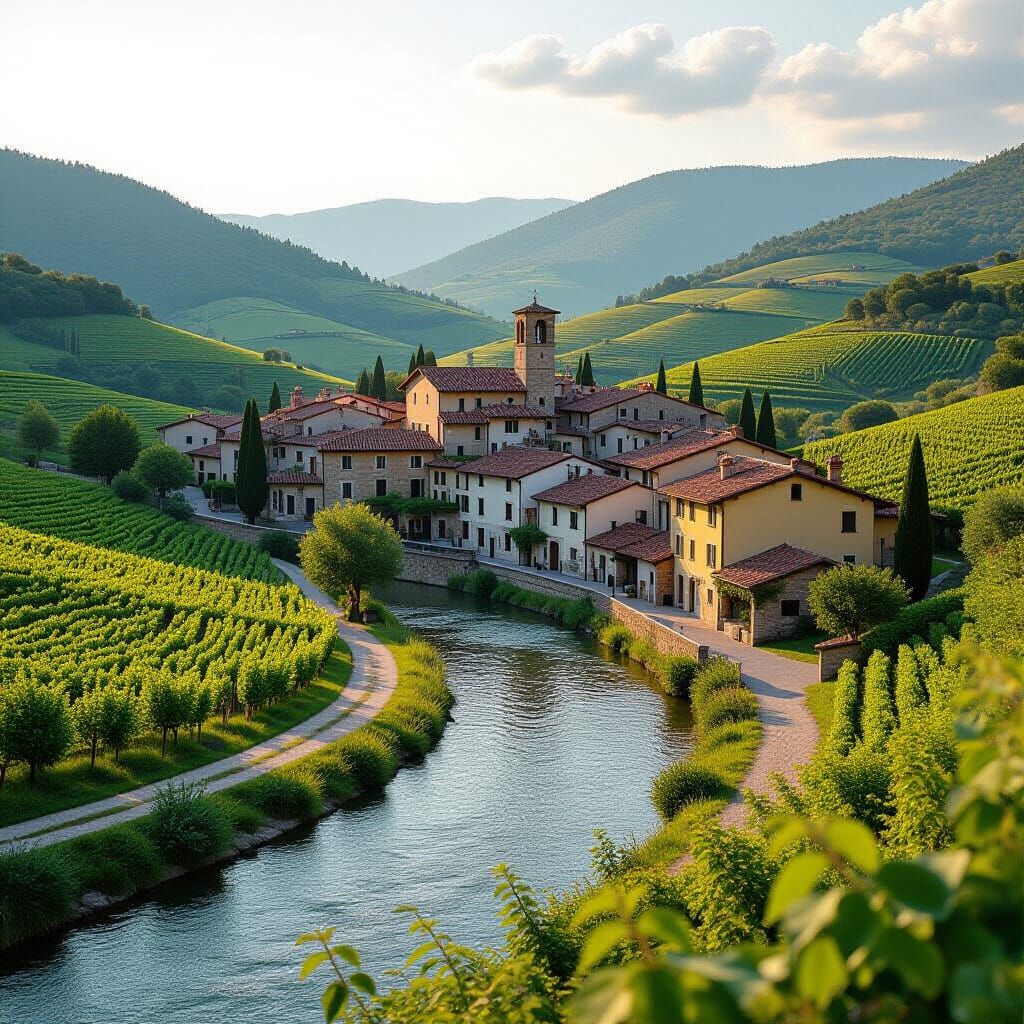 Picturesque Italian Village in 35mm Film Style