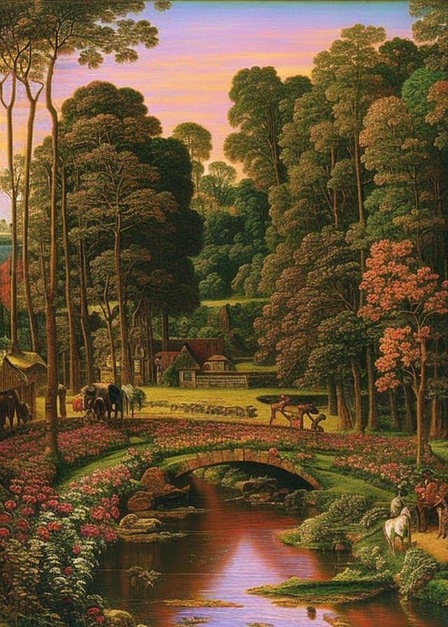 Apocalyptic Landscape in Pre-Raphaelite Style