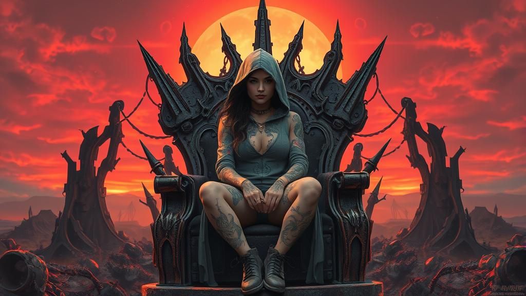 Post-Apocalyptic Tattooed Queen in Gothic Fantasy Art