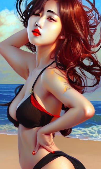 K-Pop Idol on the Beach: 8K Digital Art
