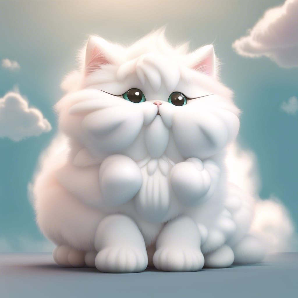 Fluffy Cloud Kitten in Sunlight