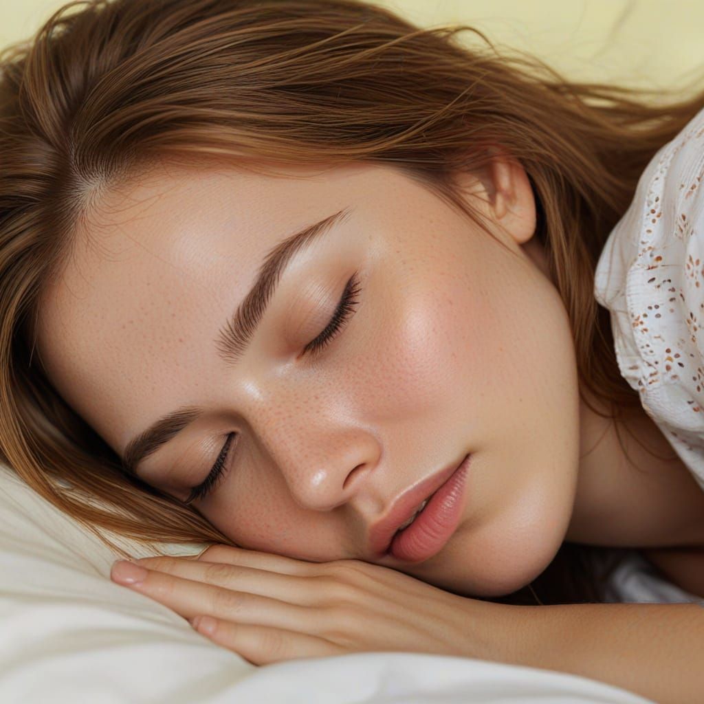 Serene Woman Sleeping: Hyper-Realistic Digital Art