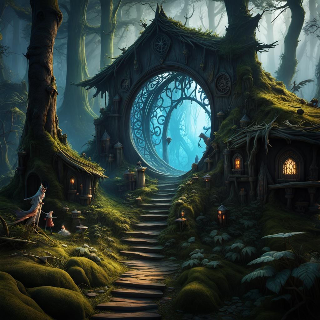 Baba Yaga Enters Portal to Enchanted Forest