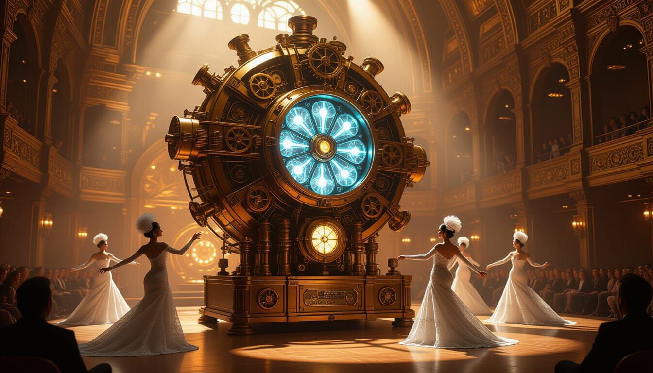 Steampunk Sound System with Holographic Dancers