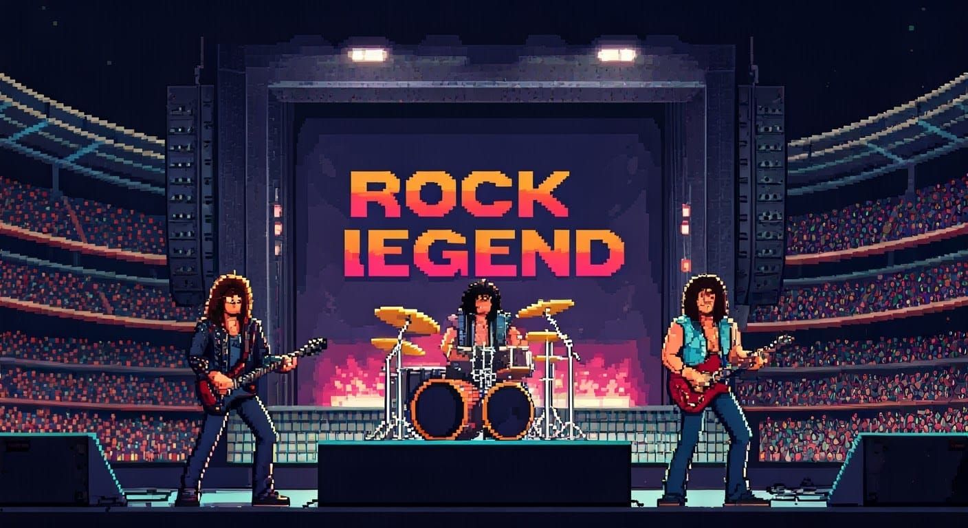 8-Bit Rock Band Performance in Retro Style