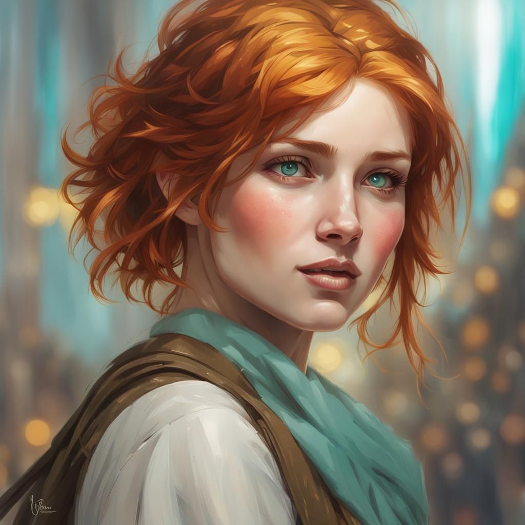 Redhead Portrait in Hyperdetailed Digital Art Style