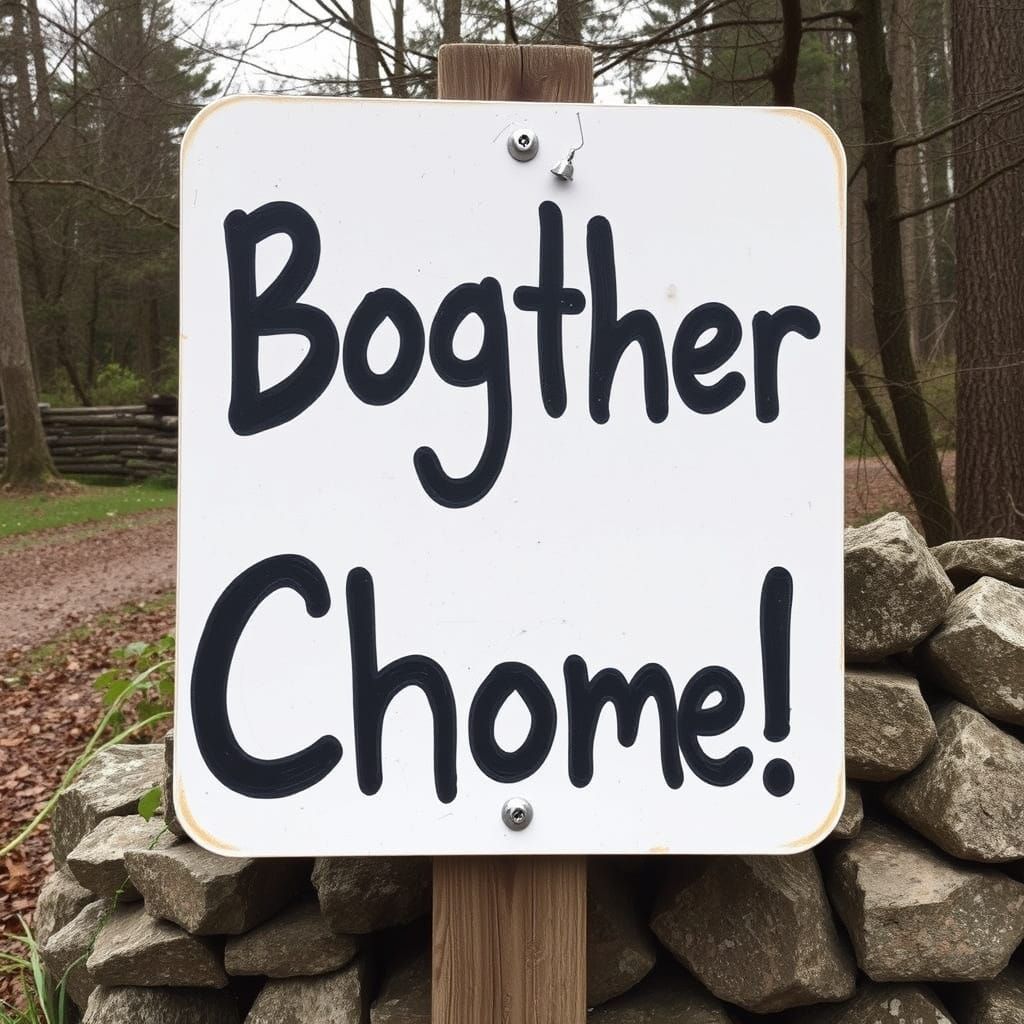 Village Welcome Sign with Bogther Chome We