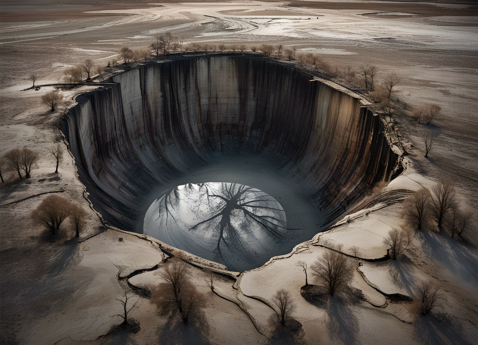 Sinkhole in Wasteland: Photographic Collage