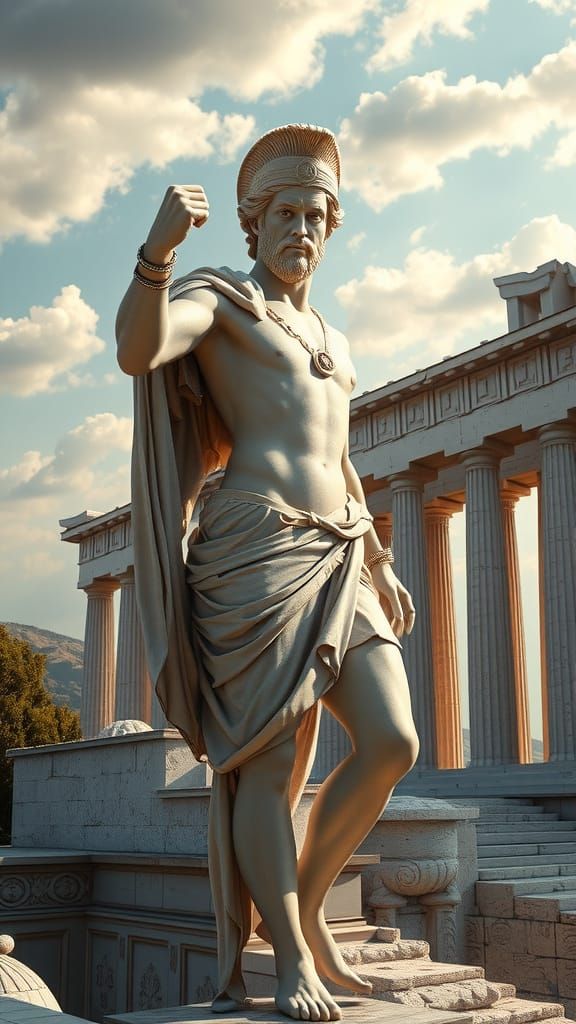 Classical Roman Statue in Ancient Temple