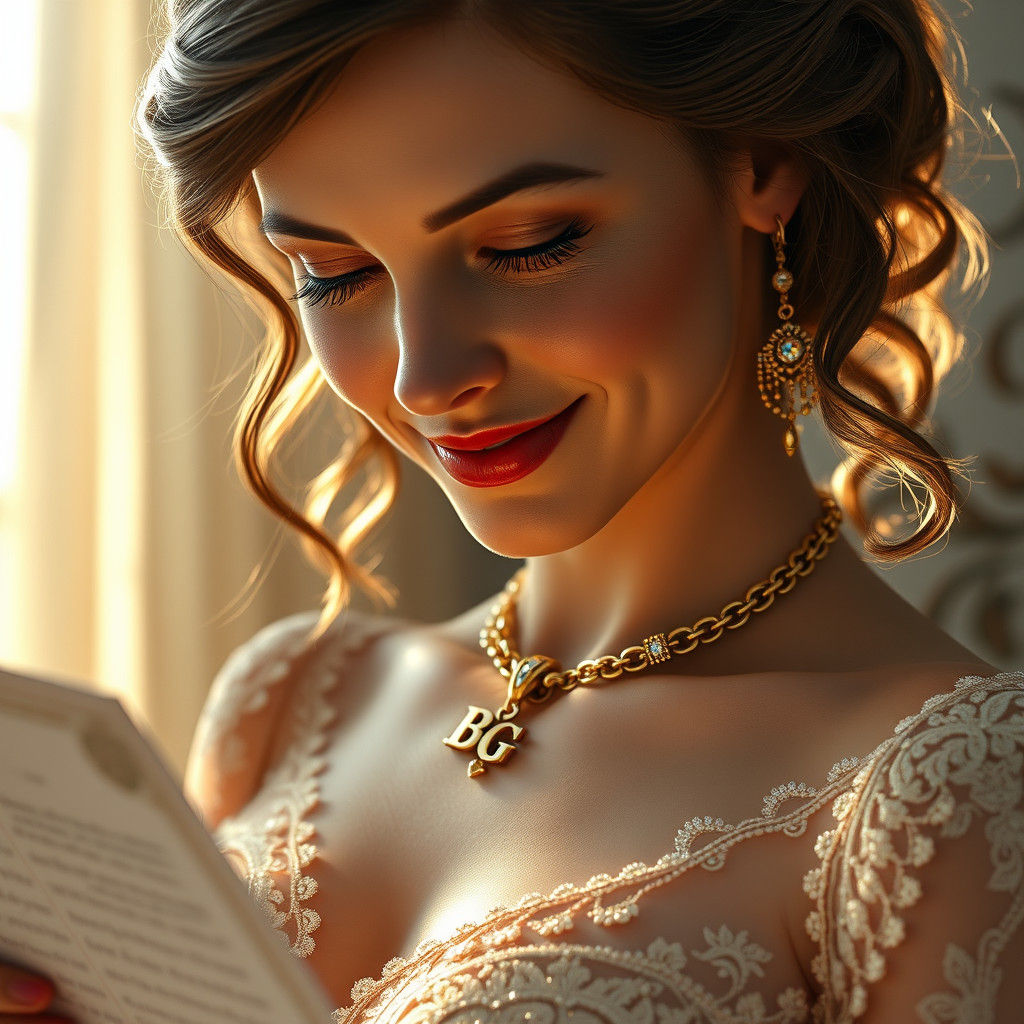 Persian Woman with Letter in Hyperrealistic Digital Art
