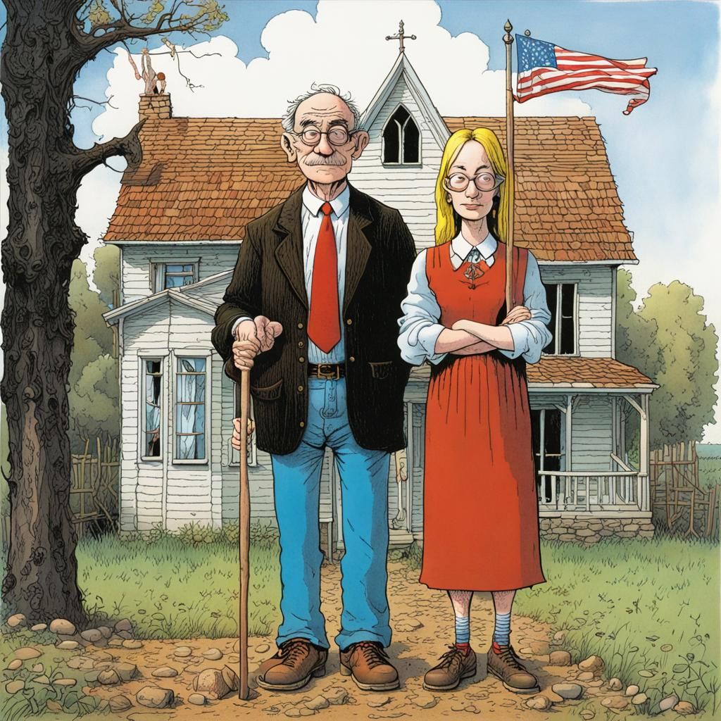 American Gothic Cartoon by Sergio Aragones