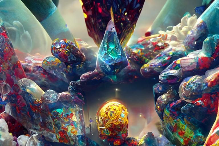 Glowing Gemstones and Crystals in Polychromatic Style