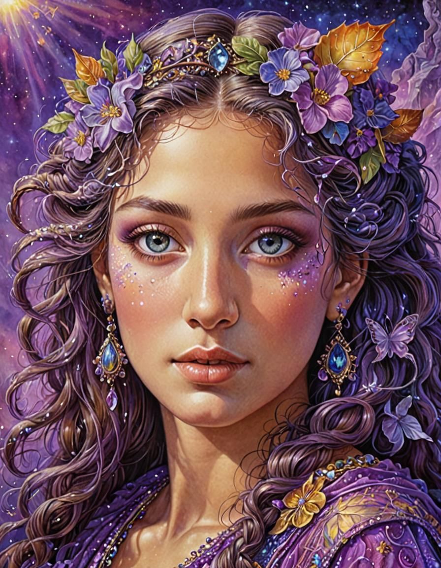 Ethereal Purple Portrait in Poster Art Style