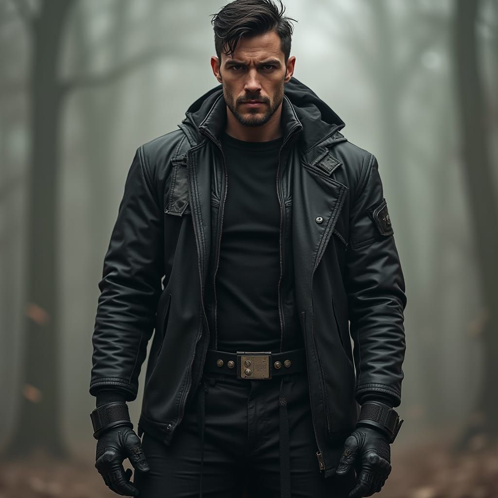 Intense Man in Tactical Gear: Digital Art