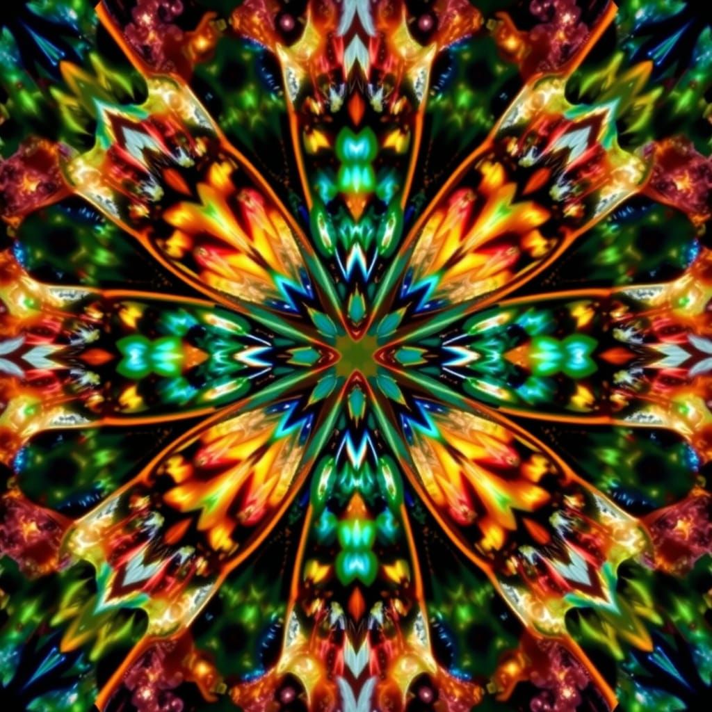 Celestial Butterfly Kaleidoscope in Art Nouveau Style