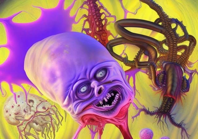 Horrific Centipede Mutant in David Cronenberg Style