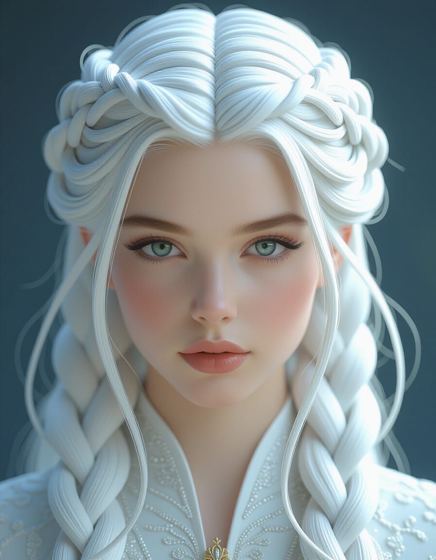 Intricate Braided Hairstyle Concept Art Portrait