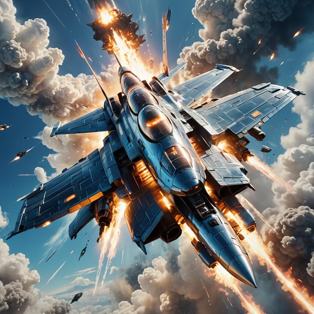 Dynamic Spaceship Soaring Through the Sky in Sci-Fi Art