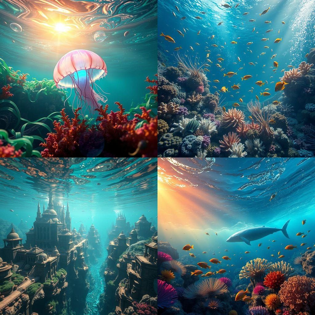 Vibrant Underwater Epic in 3D Game Cinematic Style