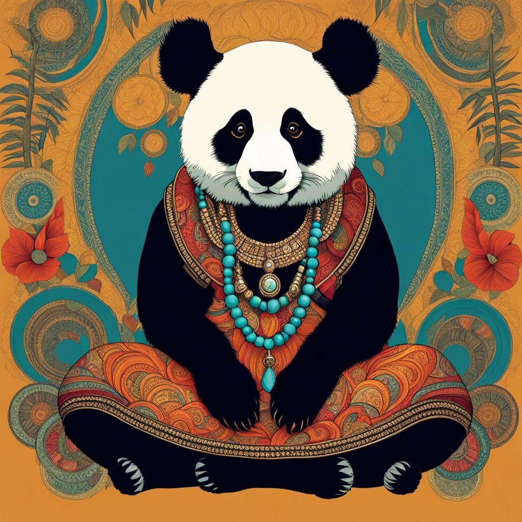 Sad Panda in Abstract Art Style