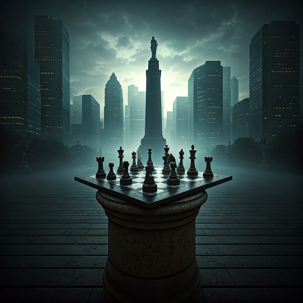 Dystopian Cityscape in a Surreal, Ominous Haze