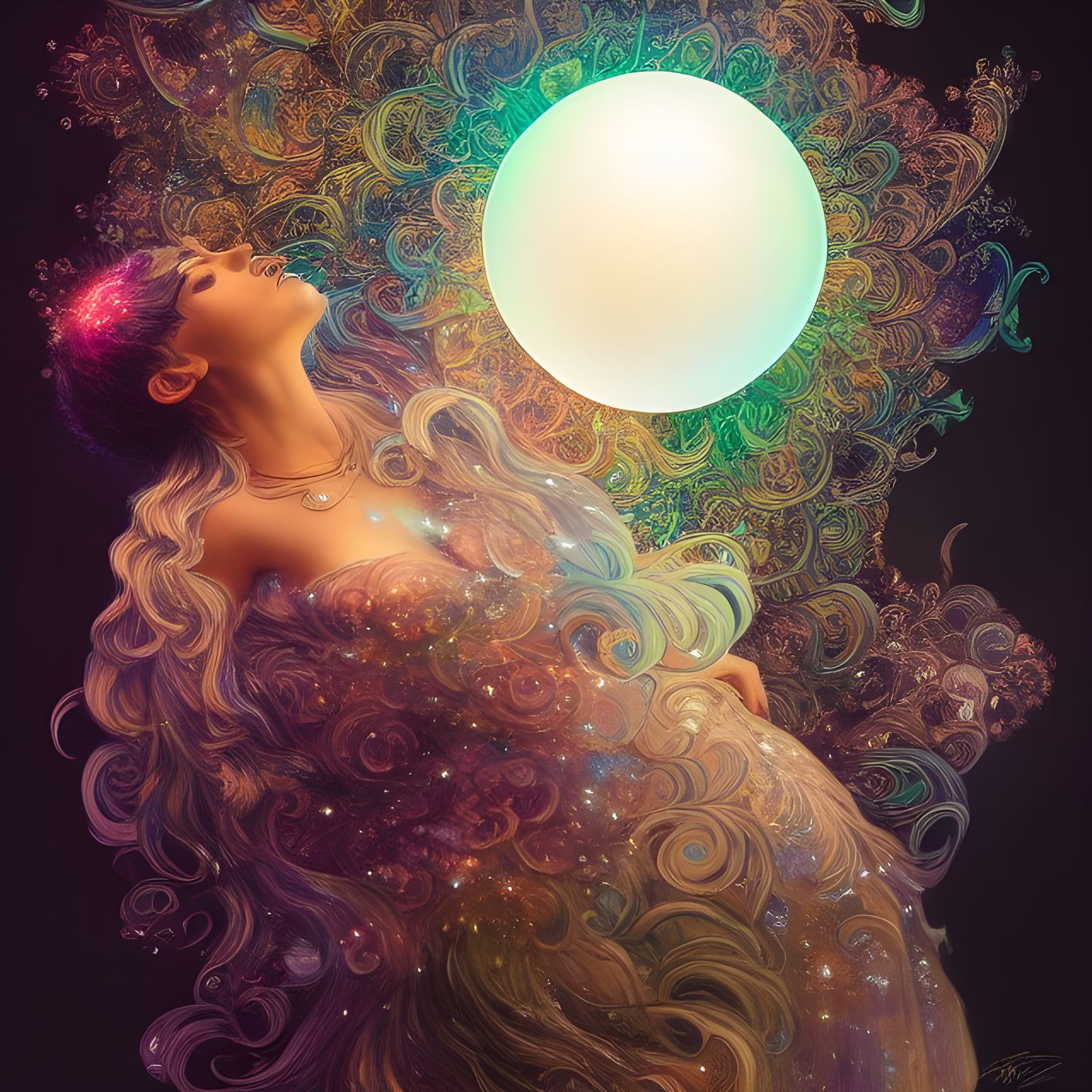 Luminescent Crystal Ball with Fractal Iridescence