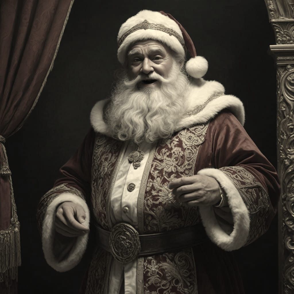 Santa Claus in Dark 19th Century Spanish Illustration Style