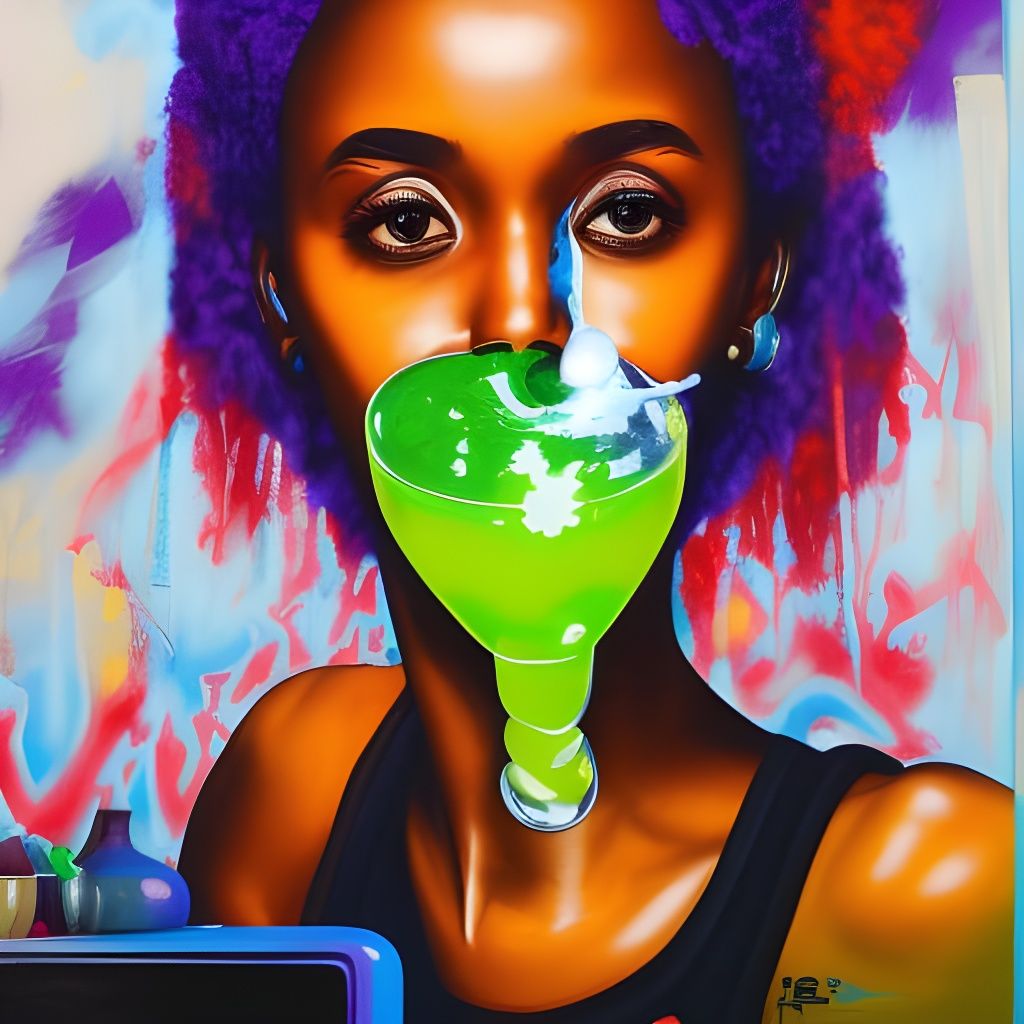 Somali Girl's Cocktail in Graffiti Art Style