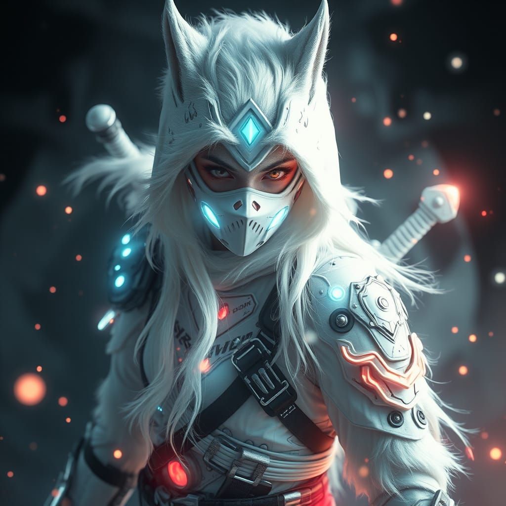 Cyberpunk Ninja in Dreamy Wonderland