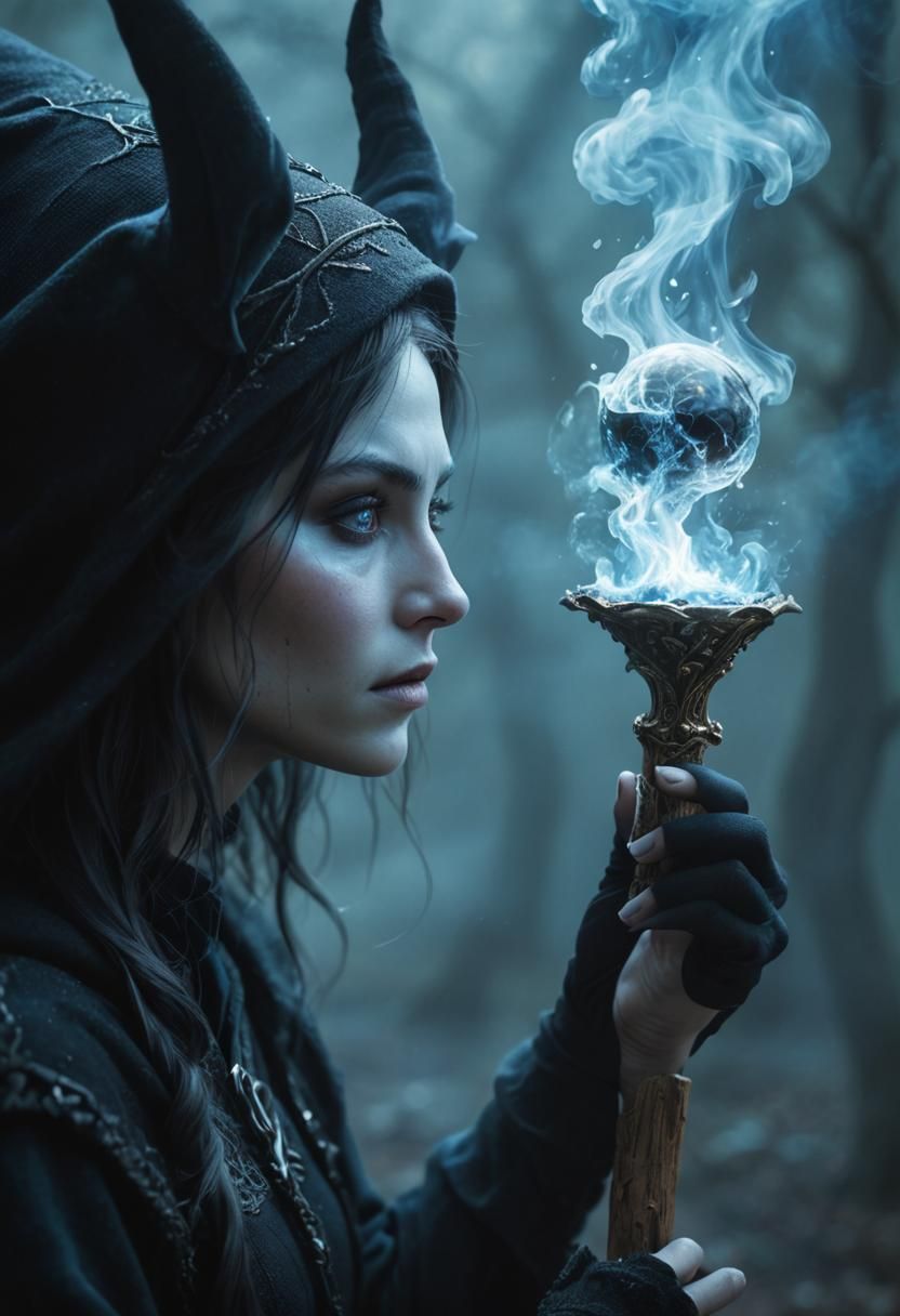 Mysterious Elf Witch Portrait in Photorealistic Style