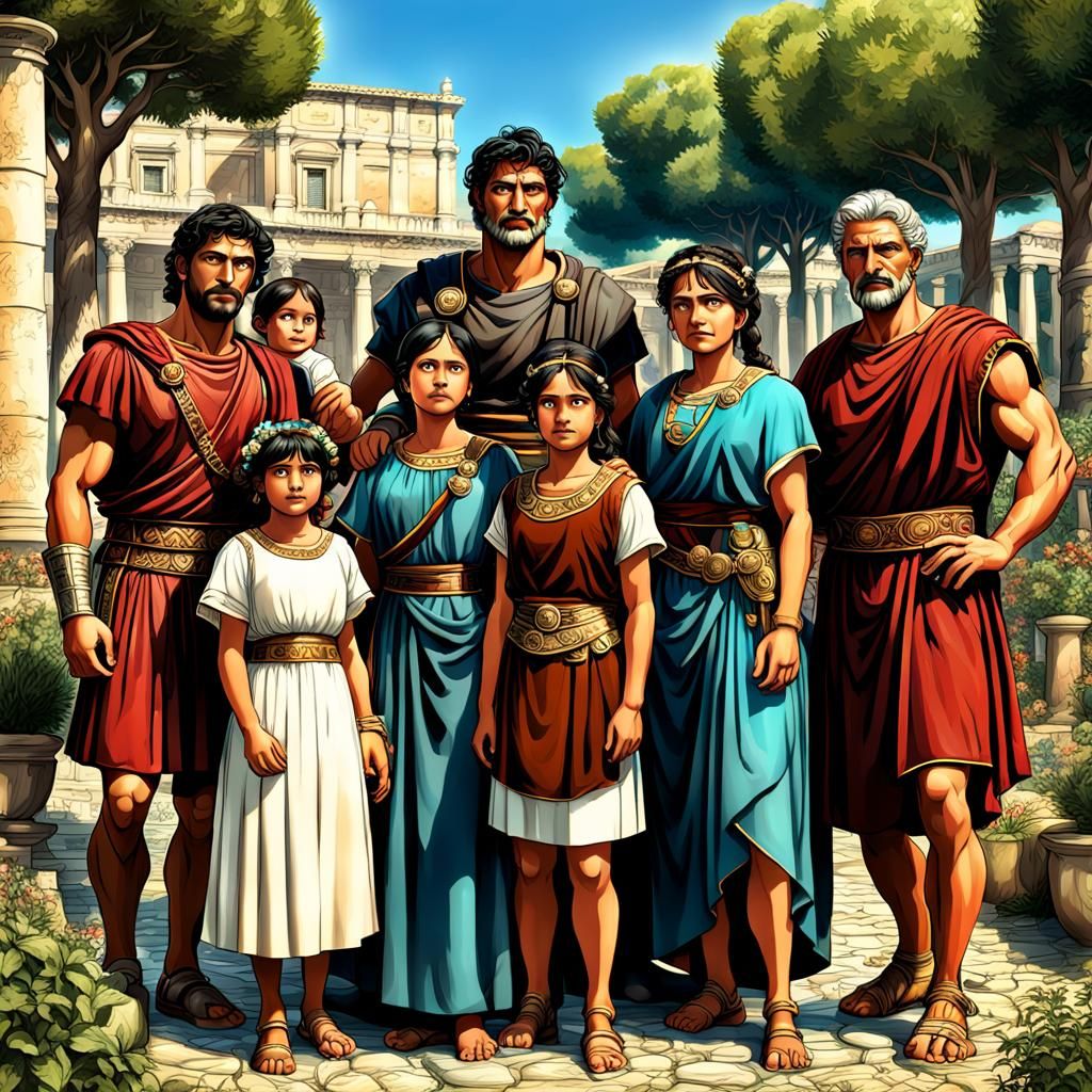 Vivid Roman Family Portrait in Ancient Style