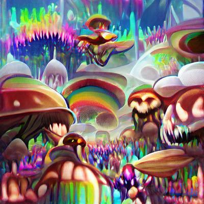 Psychedelic Mushroom Rainbow World