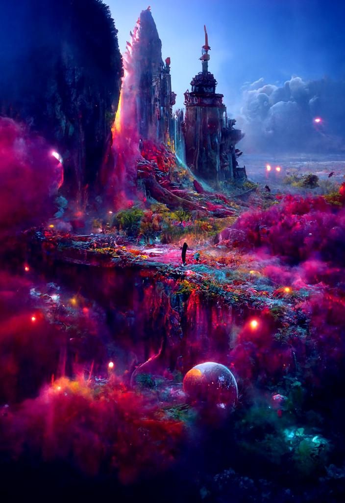Magical Fantasy Landscape Art in Expressionism Style