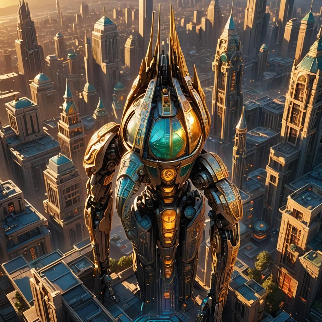 Art Deco Bionicle in Ornate Cityscape