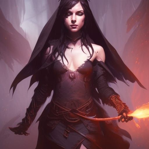 Fantasy Black Magic Witch in Dark Fantasy Art