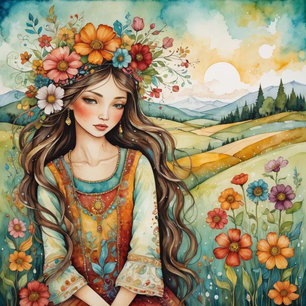 Colorful Whimsical Alcohol Ink Art in Etsy Style