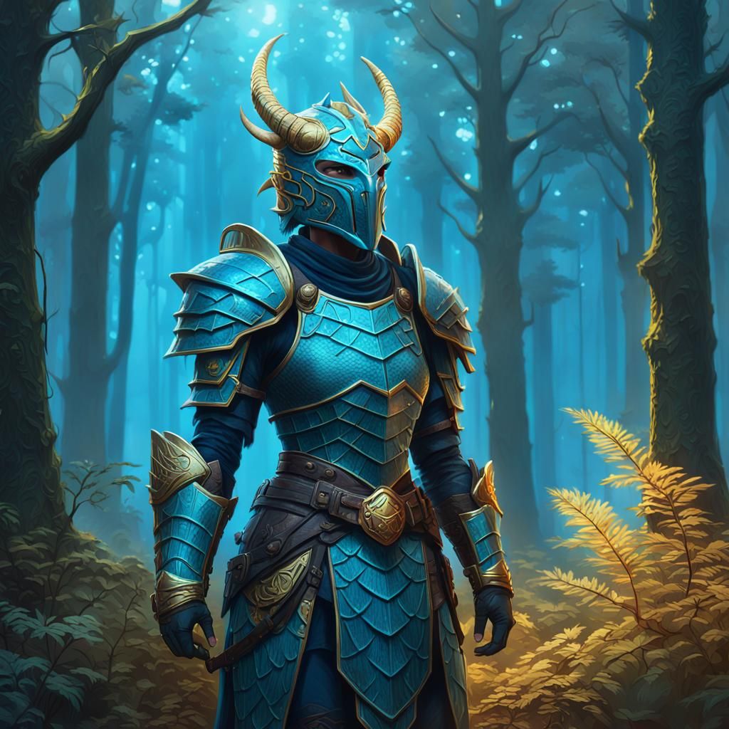 Heroic Dragonborn Paladin in Mystical Forest