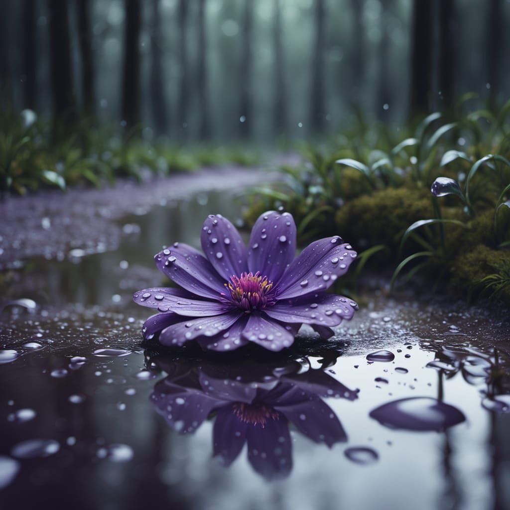 Purple Forest Flower in Photorealistic Rendering