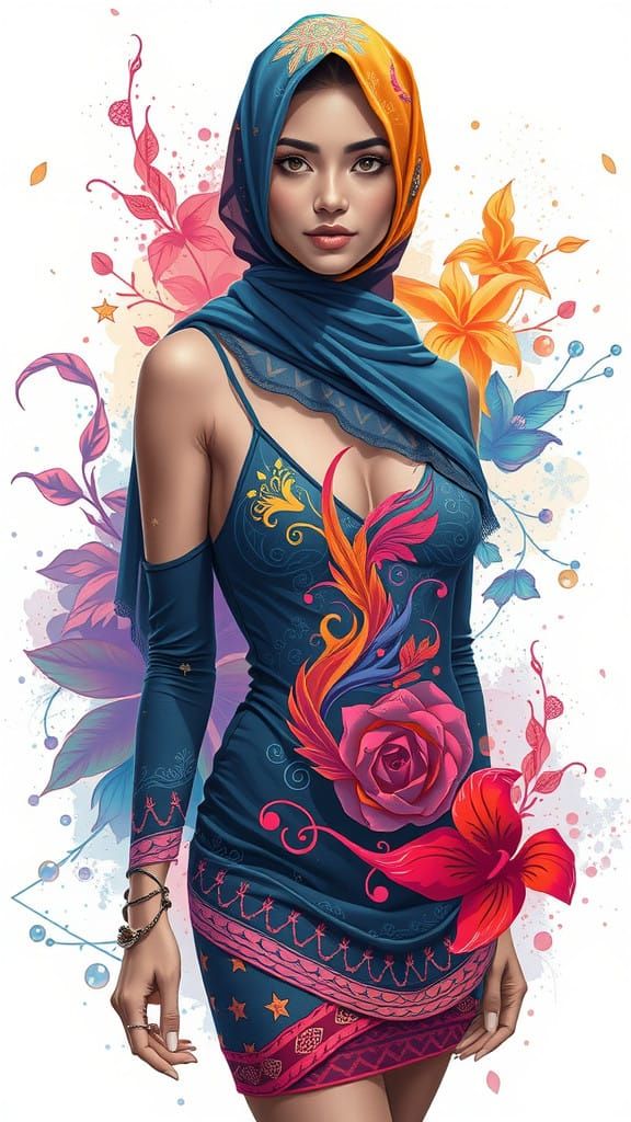 Mystical Jungle Goddess in Elegant Attire