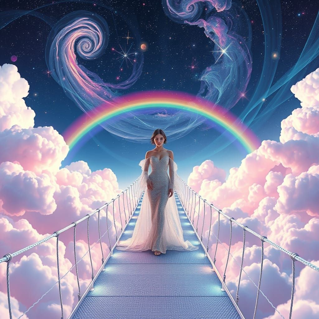 Ethereal Models Showcase Cosmic Fashion in Astral Illustrati...