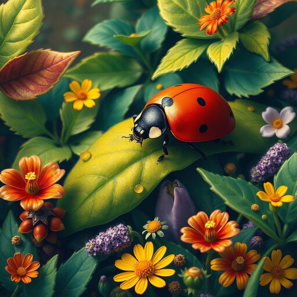 Ladybug in Whimsical Forest, Fantastical Style