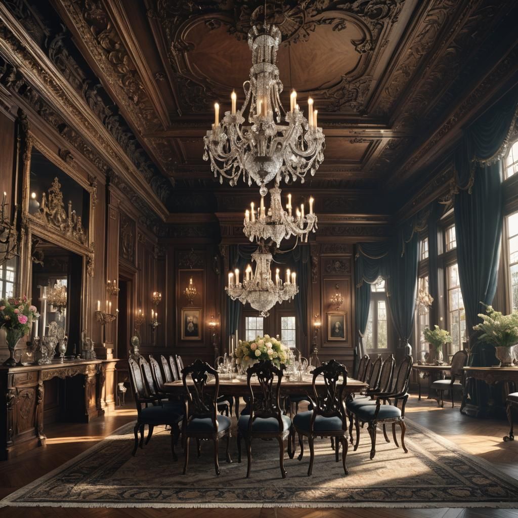 Victorian Dining Room in Academic Hyperrealism