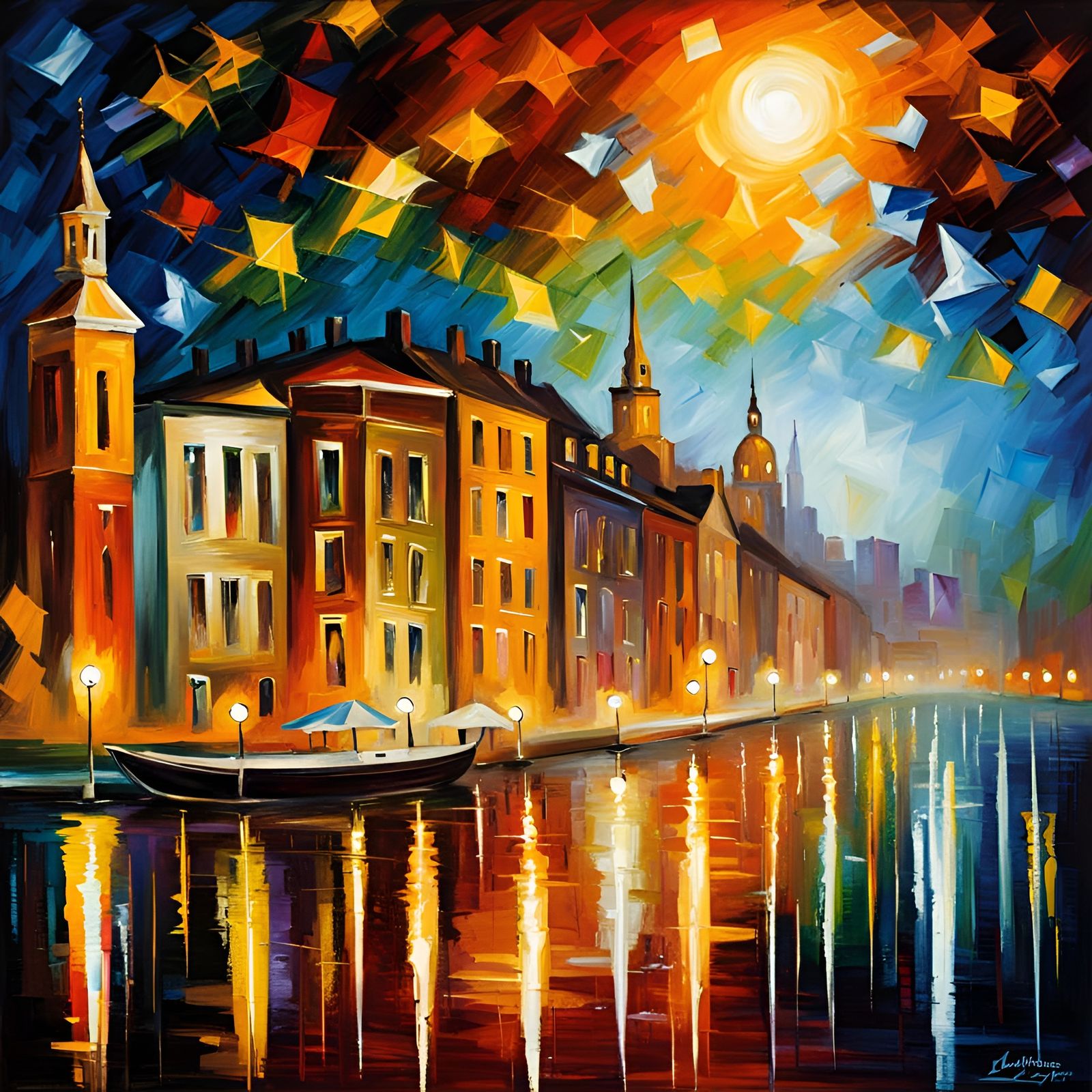 City at night Leonid Afremov